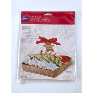 Wilton Christmas Cookie Tray Gift Kit Set of 4 w/ Bags Ribbons Gift Tags